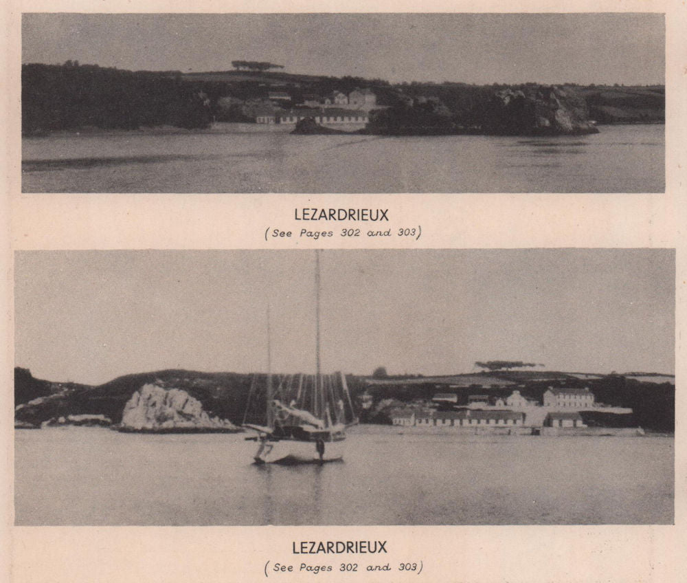 Lezardrieux, Côtes-d'Armor. Admiralty intelligence photo 1943 old print